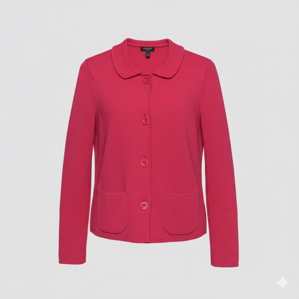 Talbots Hot pink knit button up blazer cardigan size SP